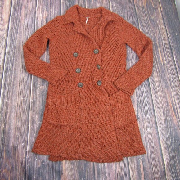 Free People Jackets & Blazers - Free Peple Medium Orange Wool Blend Knit Coat